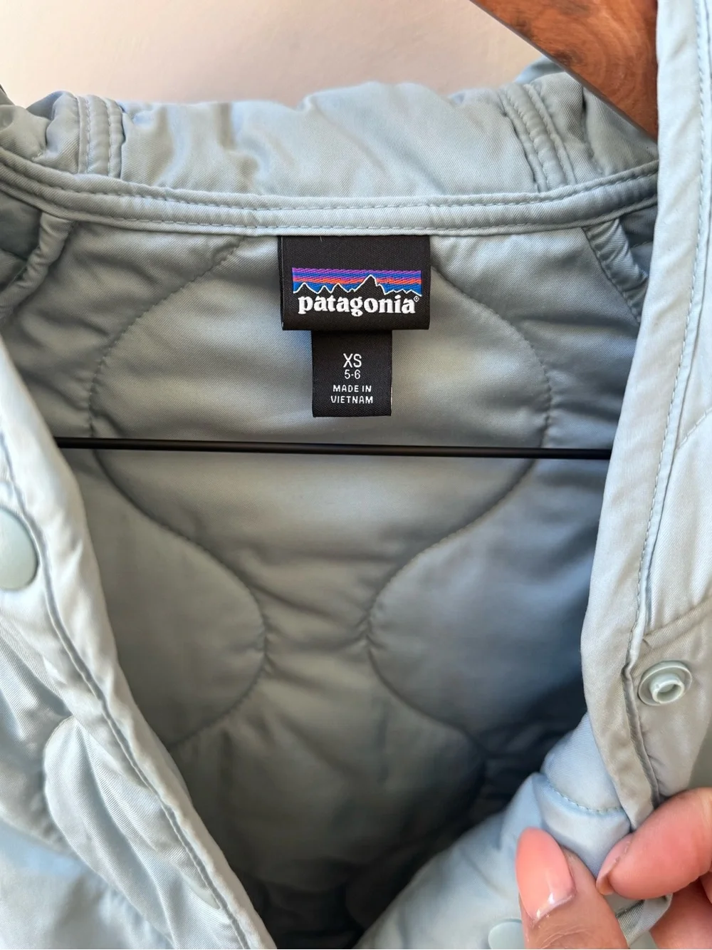 Patagonia Light Blue Quilted Kids Jacket with Hood
